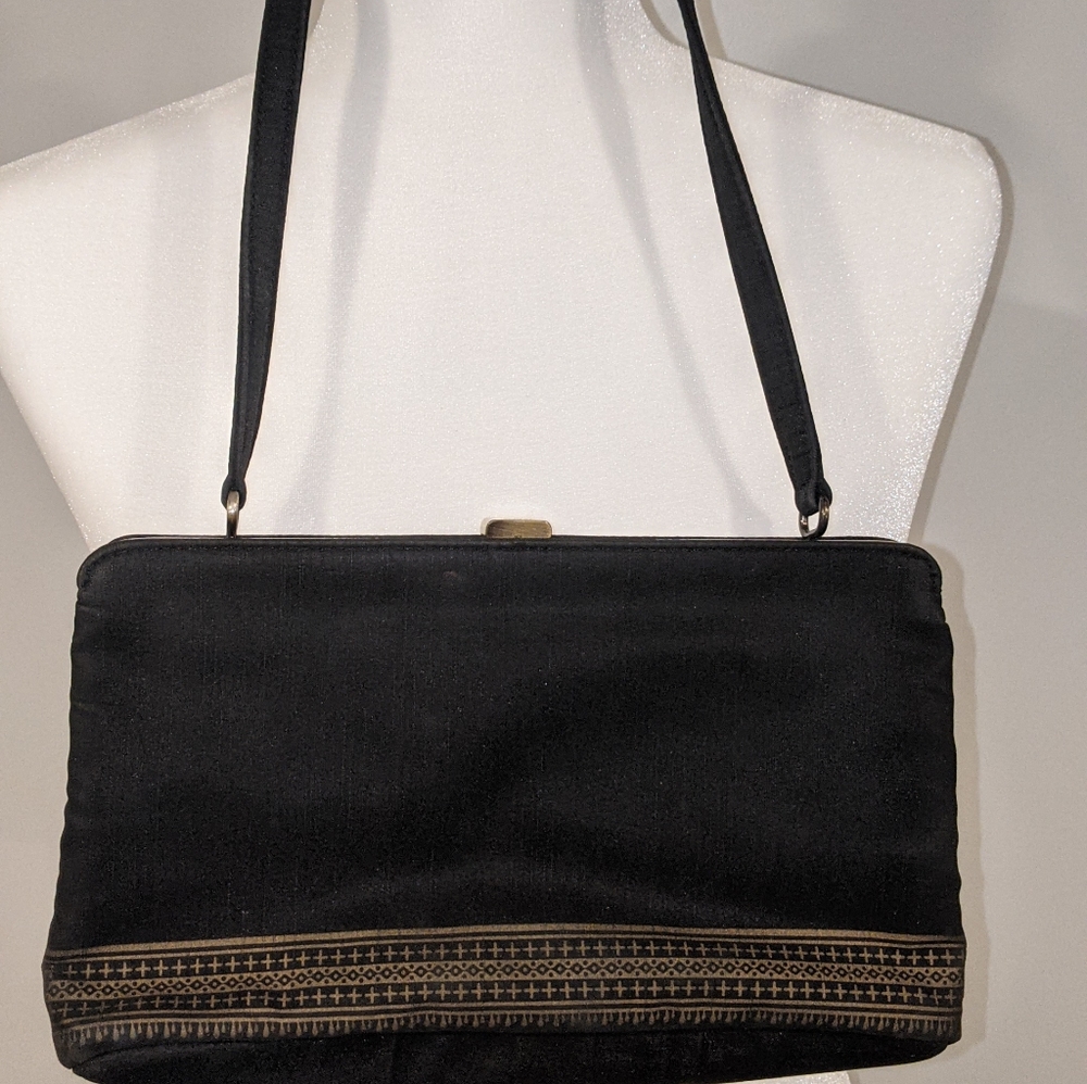 SOLD Vintage Esprit Black and Gold Purse Handbag
